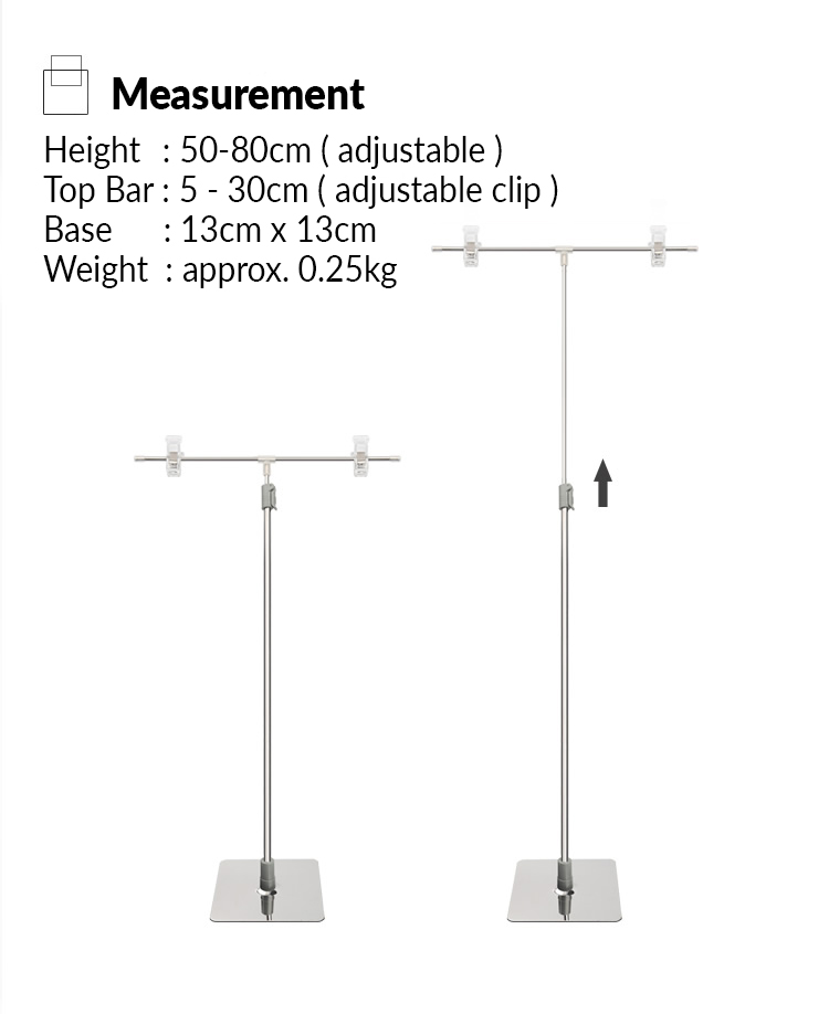 Stainless Steel Display Stand T-shaped Height Adjustable Poster