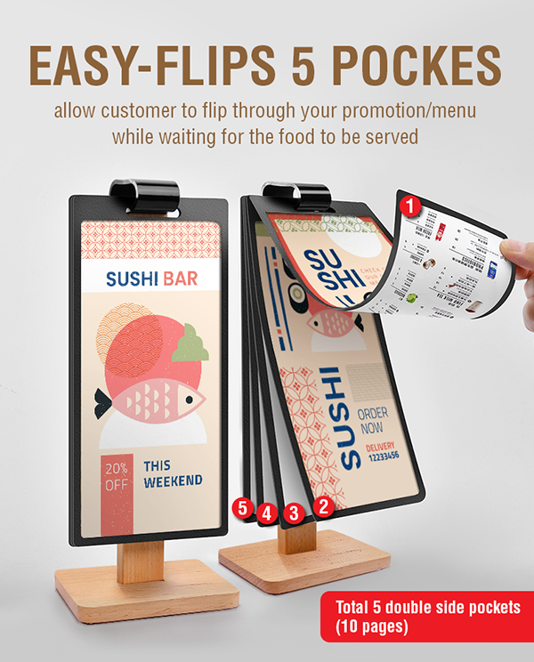Wooden Table Top Menu Stand - Image 2