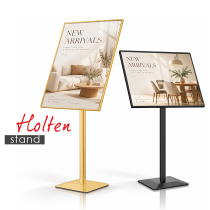 premium A2 size heavy weight poster stand in black and gold color